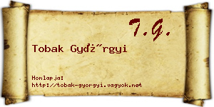 Tobak Györgyi névjegykártya